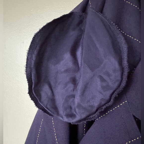 Vintage Linda Allard Ellen Tracy Wool Shacket Shirt Jacket 6 Purple Pin Striped - Picture 13 of 14